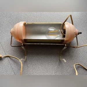 Vintage 1950s Pink & Gold Toned Headboard Light